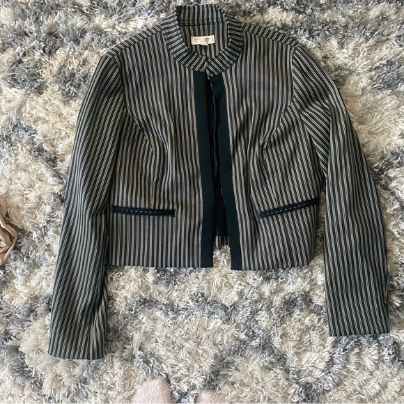 Issac Mizrahi Black Striped Lined Motor Jacket / Blazer - Picture 3 of 11